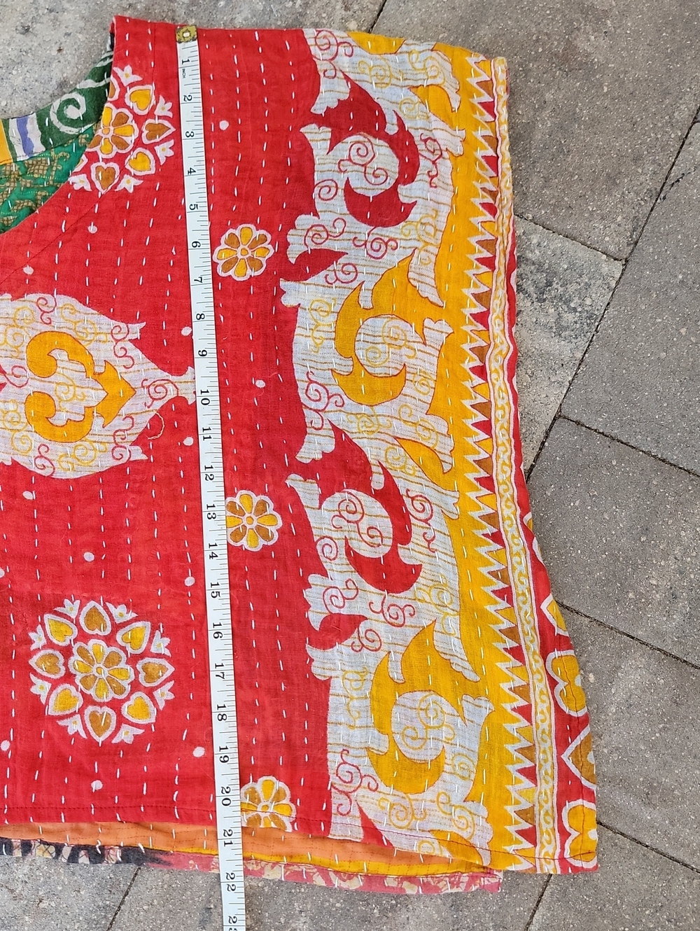 Kantha Boxy Cropped With Side Slits OS Fits Most Cotton - Picture 7 of 7
